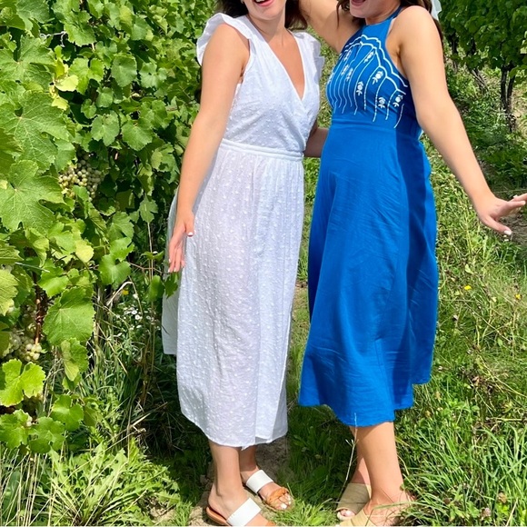 Loft midi eyelet white wrap dress - Picture 3 of 4